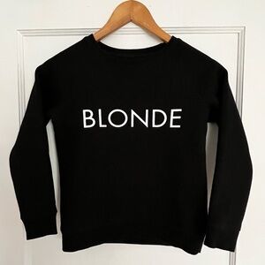 BLONDE black sweatshirt by Brunette the label little babes Size 6-8 girls